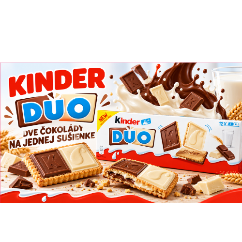 Kinder Duo 150 g – sušienky Ferrero s mliečnou a bielou čokoládou Kinder