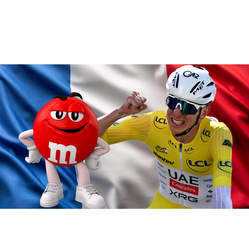 Maskoti M&M'S počas kampane na Tour de France 2026 s motívom žltého dresu.