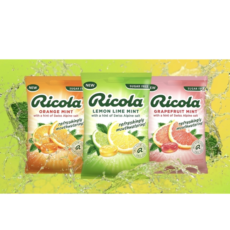 Nové citrusové dropsy Ricola s príchuťami Lemon Lime Mint, Orange Mint a Grapefruit Mint