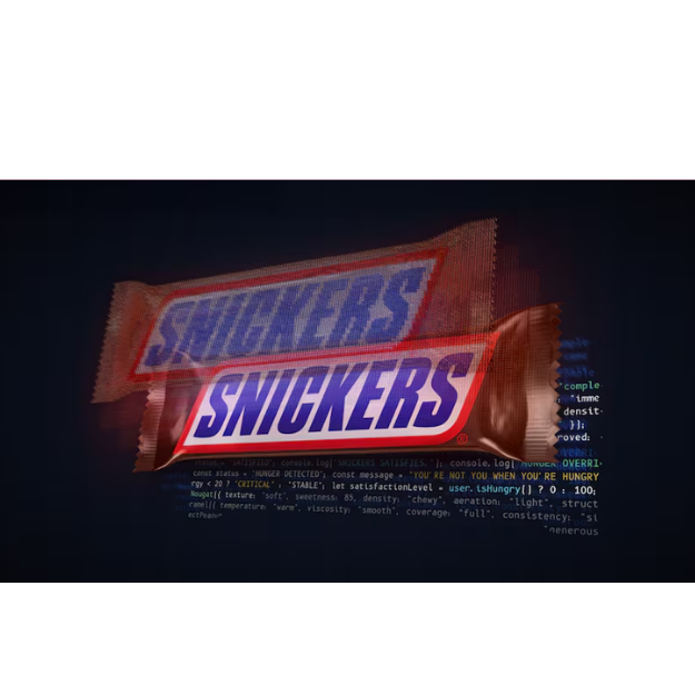 Digitálna tyčinka SNICKERS Hungr.AI určená pre umelú inteligenciu a ChatGPT