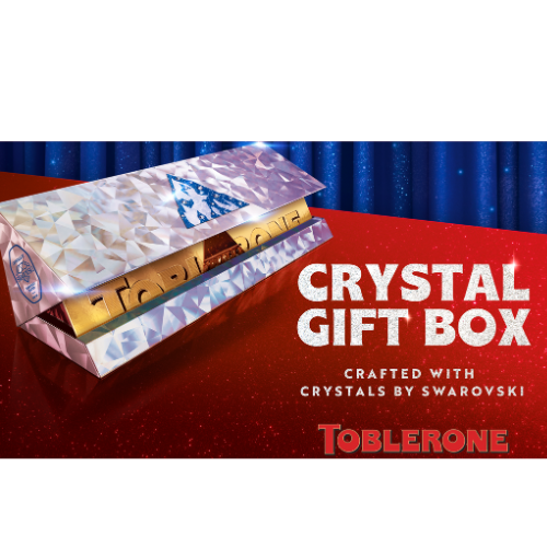 Krištáľová replika čokolády Toblerone vytvorená v spolupráci so Swarovski.