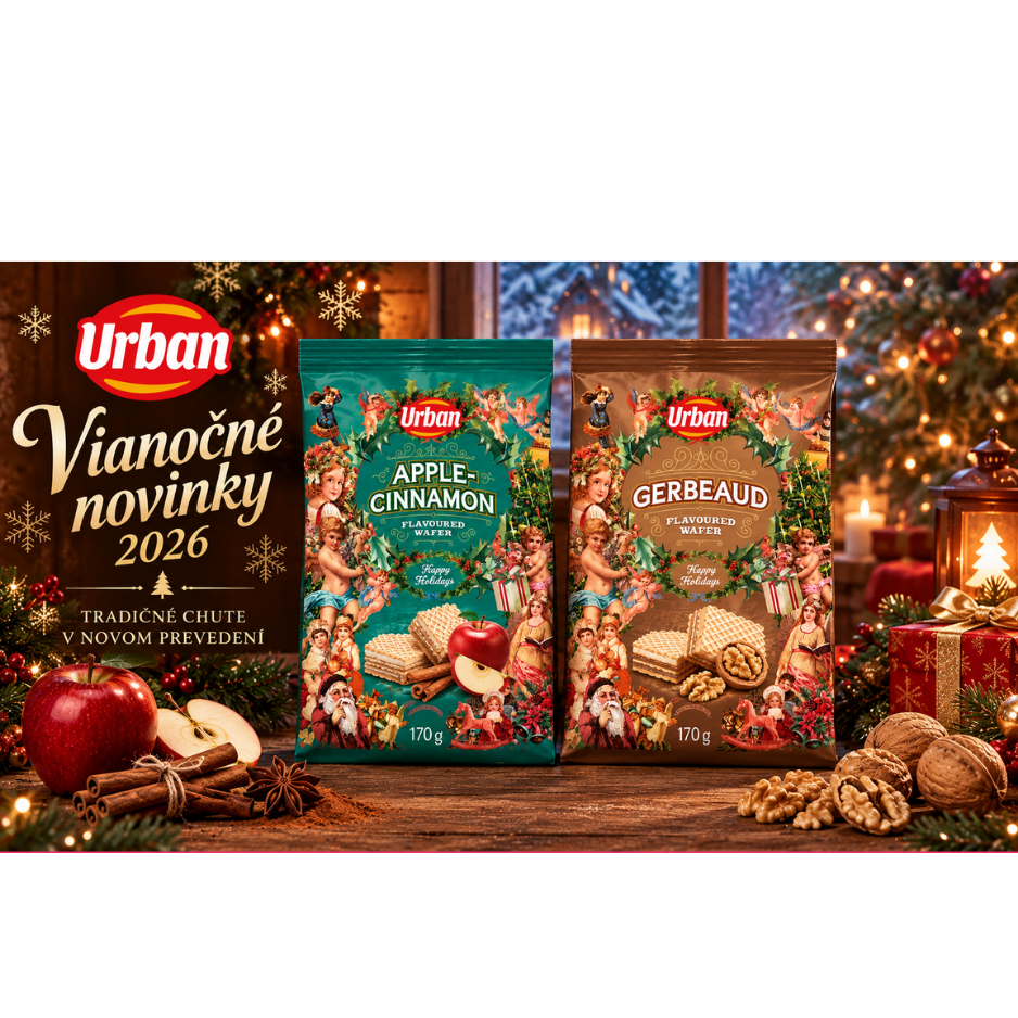 Vianočné oblátky URBAN Apple-Cinnamon a Gerbeaud 170 g pre sezónu 2026
