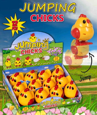 JUMPING CHICK 10g hračka+cukríky (balenie:12ks 1ks=0,79eur)