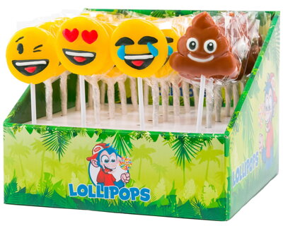 MINI LOLLIPOPS EMOJI 17g ovocné lízatko (Balenie:24ks 1ks=0,49eur)