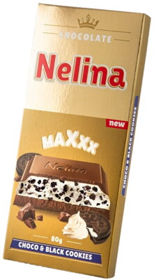 NELINA MAXXX 80g mliečna/black cookies čokoláda 