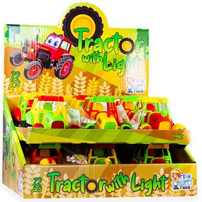 TRACTOR WITH LIGHT 10g hračka+cukríky (balenie:12ks 1ks=1,55eur)