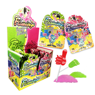 FLAMINGO POPPING 13g lízatko s praskacím práškom (Balenie:36ks 1ks od 0,27eur)