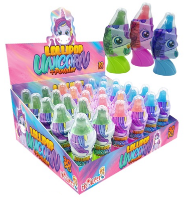 UNICORN LOLLIPOP 8g lízatko s práškom (Balenie:30ks 1ks od 0,26eur)