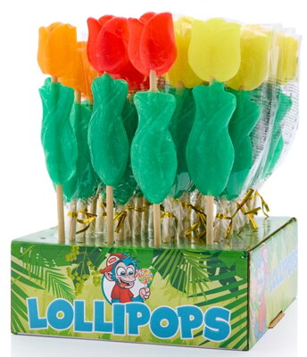 LOLLIPOPS TULIPÁNY 40g ovocné lízatko (Balenie:32ks 1ks=1,15eur)