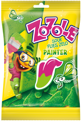 ZOZOLE MUCHY GREEN 75g farbiace želé cukríky