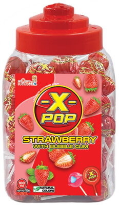 X-POP STRAWBERRY 18g jahodové lízanka (Balenie:100ks 1ks od 0,10eur)