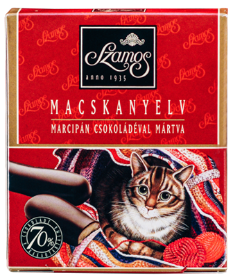 SZAMOS MAČACIE JAZIČKY 80g marcipán v čokoláde