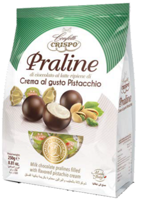 CRISPO PRALINE 250g pistaciové bonbóny 