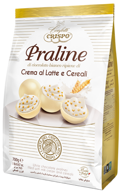 CRISPO PRALINE 700g biele bonbóny s cereáliami 