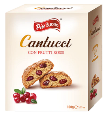 PIU BUONO CANTUCCI 100g sušienky s brusnicami (exp.15/12/23)