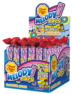 CHUPA CHUPS MELODY 15g jahodové lízatká (Balenie:48ks 1ks od 0,33eur)