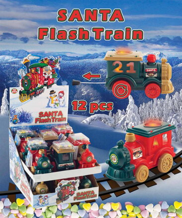 SANTA FLASH TRAIN 10g hračka s cukríkmi (balenie:12ks 1ks=1,10eur)