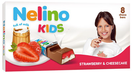 NELINO KIDS 100g jahodové čokoládky (cena od 0,49eur)
