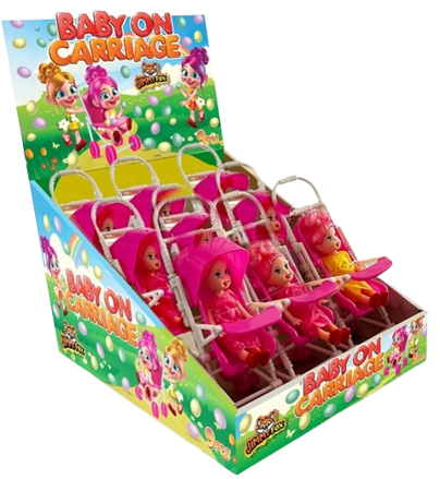 BABY ON CARRIAGE 10g hračka+cukríky (balenie:9ks 1ks=1,35eur)