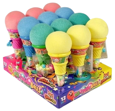 ICE CREAM BALLS 10g hračka+cukríky (balenie:12ks 1ks=0,95eur)