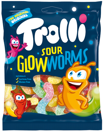 TROLLI SOUR GLOWWORMS 100g kyslé želé cukríky