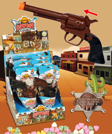 COWBOY GUN 10g hračka+cukríky (balenie:12ks 1ks=1,15eur)
