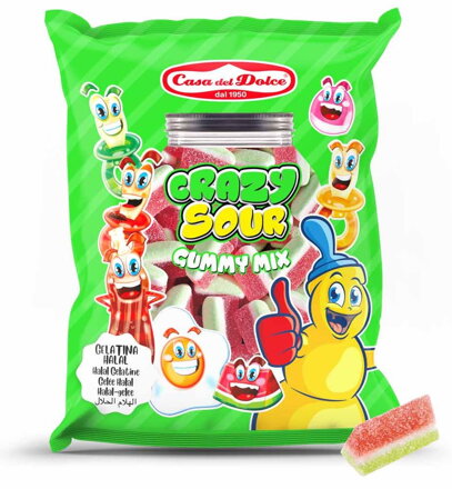 KYSLÝ MELÓN 90g  želé cukríky