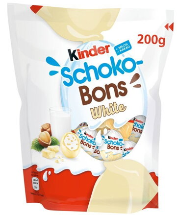 KINDER SCHOKOBONS WHITE 200g bonbóny v bielej čokoláde (exp.25/04/24)