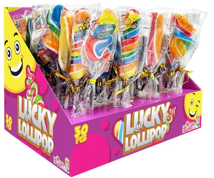 LUCKY LOLLIPOP 12g dúhové lízatká (Balenie:30ks 1ks=0,18eur)