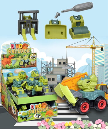 DINO BUILDER 10g hračka+cukríky (Balenie:12ks 1ks=1,05eur)