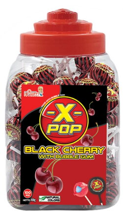 X-POP BLACK CHERRY 18g višňové lízanka (Balenie:100ks 1ks od 0,10eur)
