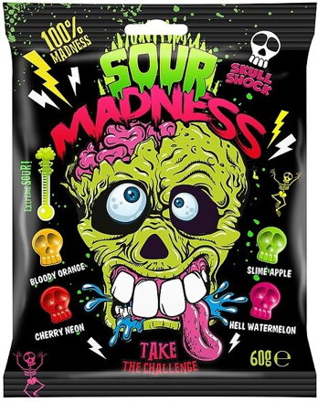 SOUR MADNESS BLACK 60g superkyslé cukríky