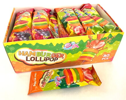 HAMBURGER LOLLIPOP 10g svietiace lízatko (Balenie:30ks 1ks od 0,15eur)