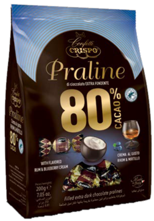 CRISPO PRALINE 80% 200g čučoriedky/rum bonbóny 