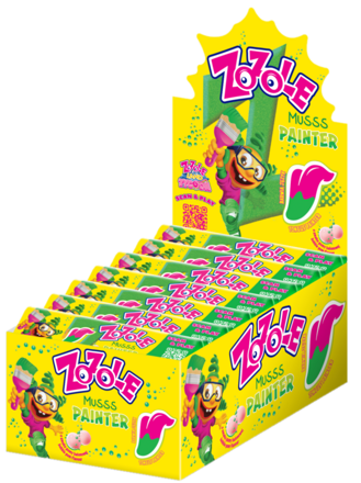 ZOZOLE DROPS PAINTER GREEN 30g farbiace bubble gum cukríky (Balenie:24ks 1ks od 0,25eur)