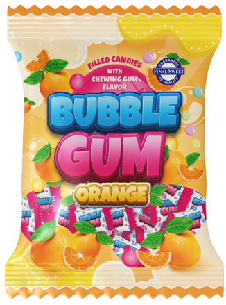 BUBBLE GUM ORANGE 65g žuvačkové cukríky (pomaranč)