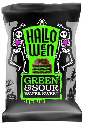 HALLOWEEN GREEN&SOUR 150g plnené keksíky 