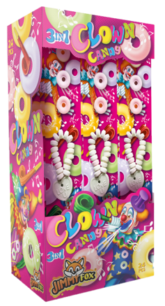 CLOWN CANDY 17g komprimát s píšťaľkou (Balenie:24ks 1ks od 0,33eur)
