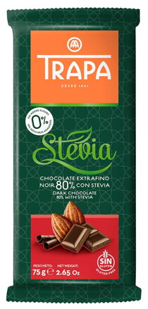 TRAPA STEVIA 75g 80% tmavá čokoláda