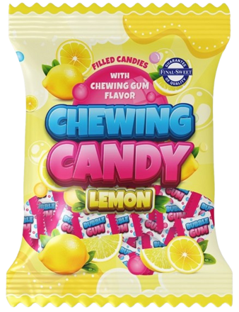 BUBBLE GUM LEMON 65g žuvačkové cukríky (citrón)