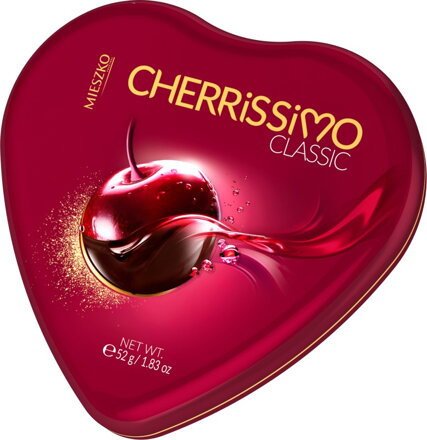 CHERRISSIMO SRDCE 52g višne v čokoláde (plech)