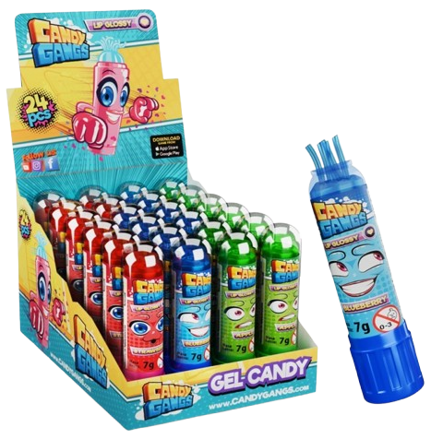 CANDY GANGS LIP GLOSSY 7g ovocný gel (Balenie:24ks 1ks od 0,20eur)