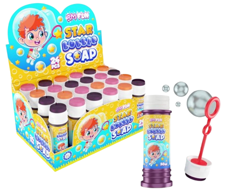 STAR BUBBLE 50ml bublifuk s cukríkmi (Balenie:24ks 1ks od 0,30eur)
