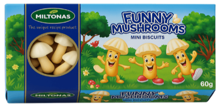 FUNNY MUSHROOMS 60g sušienky s bielou čokoládou