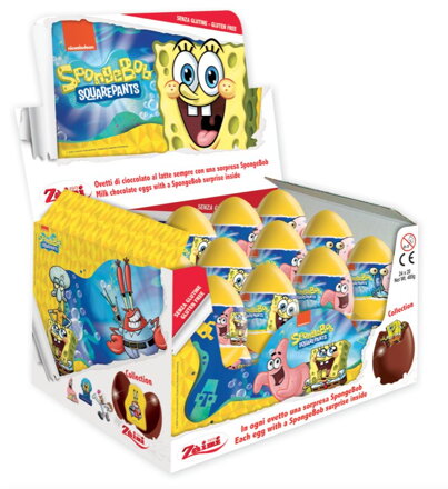 SPONGE BOB EGGS 10g cukrovinka s hračkou (Balenie:24ks 1ks=1,25eur)