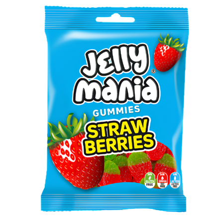 JELLY MANIA STRAWBERRIES SOUR 100g želé cukríky 