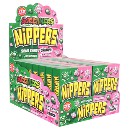 NIPPERS WATERMELON&STRAWBERRY 50g ovocné cukríky (Balenie:16ks 1ks=0,85eur)