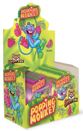 MONKEY POPPING 13g praskací prášok s lízatkom (Balenie:36ks 1ks od 0,23eur)