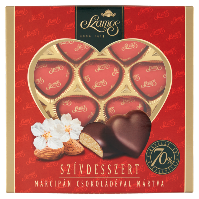SZAMOS SRDCE 130g marcipán v čokoláde