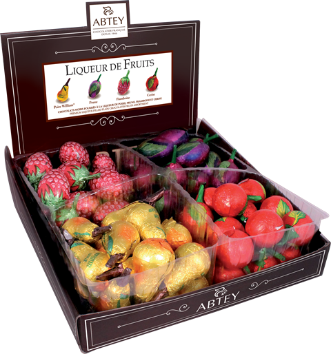 ABTEY OVOCIE 10g liquérové čokoládky (Balenie:72ks 1ks=0,35eur) ABTEY OVOCIE 10g liquérové čokoládky (Balenie:72ks 1ks=0,35eur)